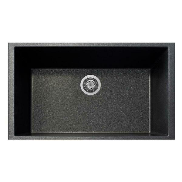 Latoscana 22 In. One Drop-In Granite Composite 1-Hole Single Bowl Kitchen Sink, Black Metallic ON8410-44UG